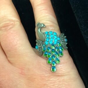 Jeweled peacock costume ring size 6